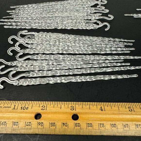 Lot of 99 Vtg Plastic Clear Icicle Twist Ornaments Glow in Dark Thin 5.5in wHook - Picture 5 of 12